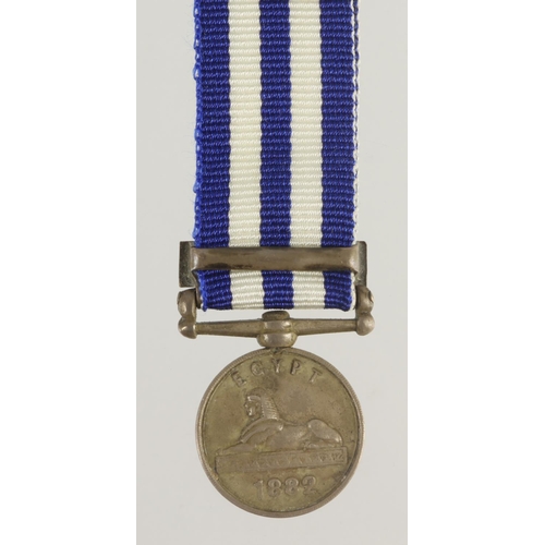 861 - Miniature medal Egypt Medal dated 1882 with clasp Tel-El-Kebir, named (1131 Pte H Evans R.H.Gds)