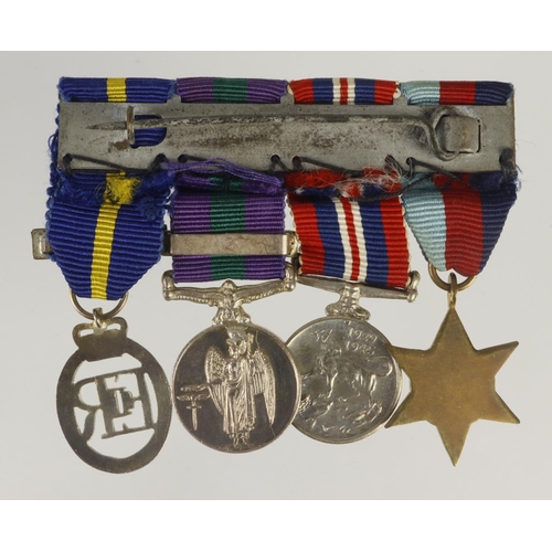 866 - Miniature medal group mounted as worn - 1939-45 Star, War Medal, GSM QE2 for Malaya, EiiR Army Emerg... 