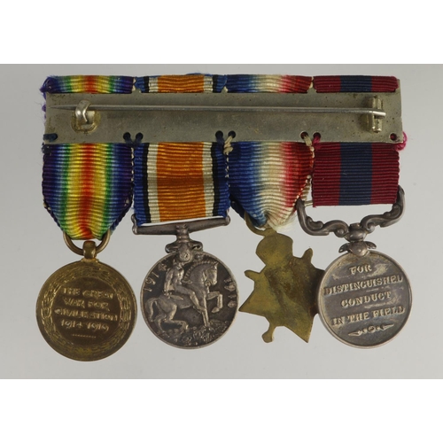 871 - Miniature medal group mounted as worn - DCM GV and 1915 Star Trio