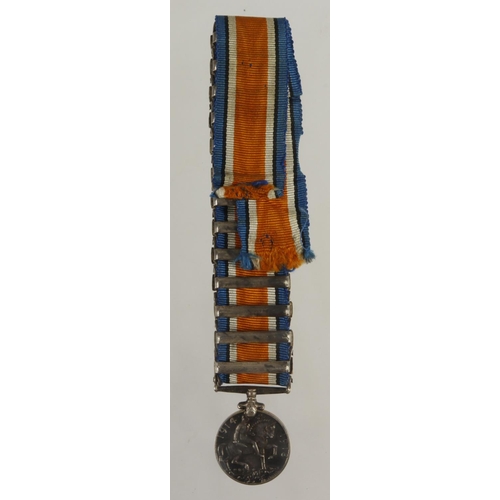 886 - Miniature medal WW1 BWM with bars Egypt 1915/Gallipoli 1915/Scimitar Hill/Sari Bair/Sulva/Macedonia ... 