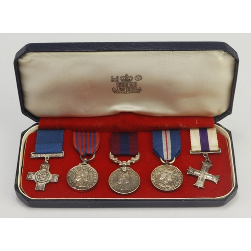 889 - Miniature medals - George Cross, George Medal QE2, DCM QE2, QGM, MC EiiR.  (5)