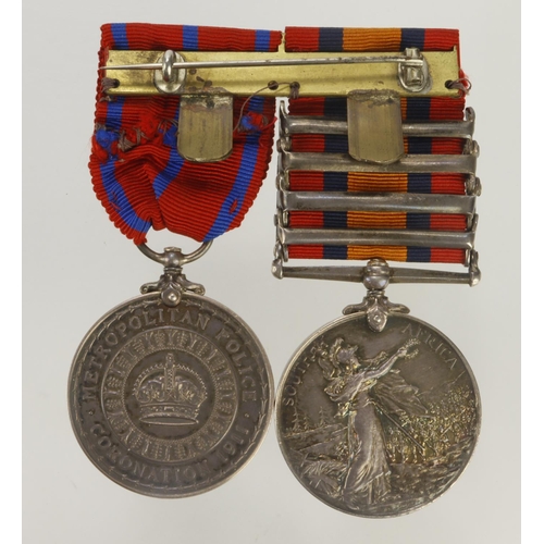 925 - QSA with bars OFS/Tran/SA01/SA02 (2343 Pte W Stone Scots Gds) served 2nd Bn, with 1911 Coronation Me... 