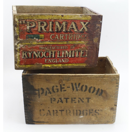 96 - Kynoch Primax and a Page-Wood Cartridge Transportation Crates, mid-20th Century, pine, being 1) Kyno... 