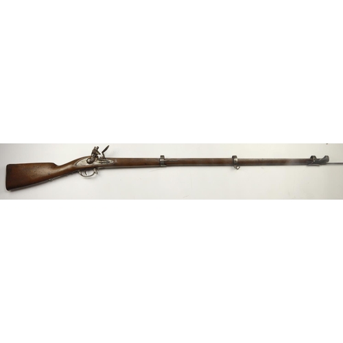 98 - Lock and stock of a French flintlock musket, lock in GWO, only requires an antique barrel, stock in ... 