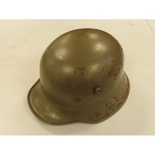 1274 - WW1 German M17 Helmet with original Apple Green Paint. Stamped ET-66 for size 66 from the factory Ei... 