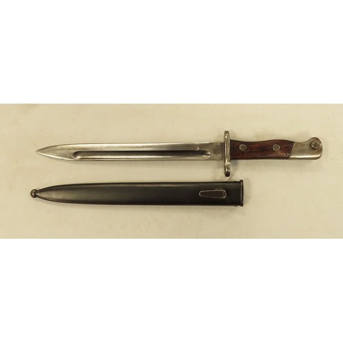 136 - Siamese M1896 Mauser bayonet (round grip screw model) in its steel scabbard, blade 24cm, in GC with ... 