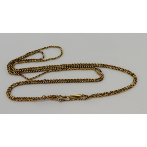 474 - Two yellow gold (tests 9ct) vintage chains, lengths 17.5