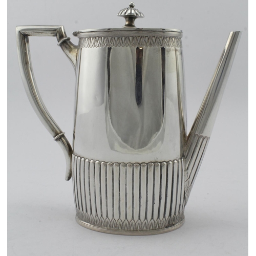 747 - Danish three piece .826 grade silver comprising a long spouted teapot, sugar basin and cream jug mar... 