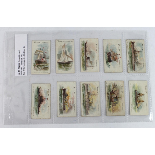 923 - Will's - Ships 1897 (brownish card) mixed condition P - G, cat value £250  (10)