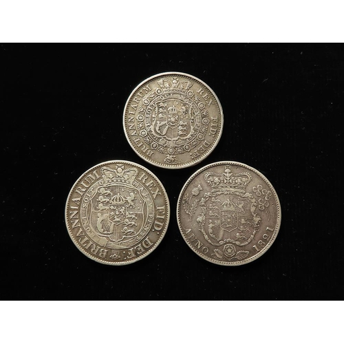 199 - Halfcrowns (3): 1816 nVF, 1819 Fine, and 1821 F/GF