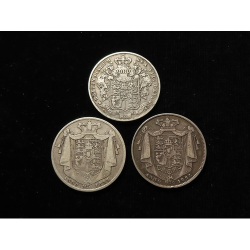 200 - Halfcrowns (3): 1825 F/GF, 1835 VG, and 1836 nVF, a few marks.