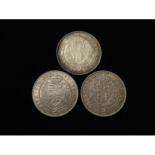 202 - Halfcrowns (3): 1896 lightly cleaned EF, 1899 nVF, and 1900 GVF