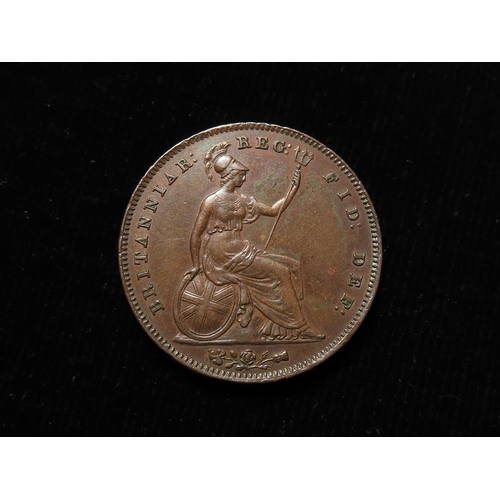 238 - Penny 1854 PT, slightly anomalous filled digits on the date, S.3948, iridescent toned GVF