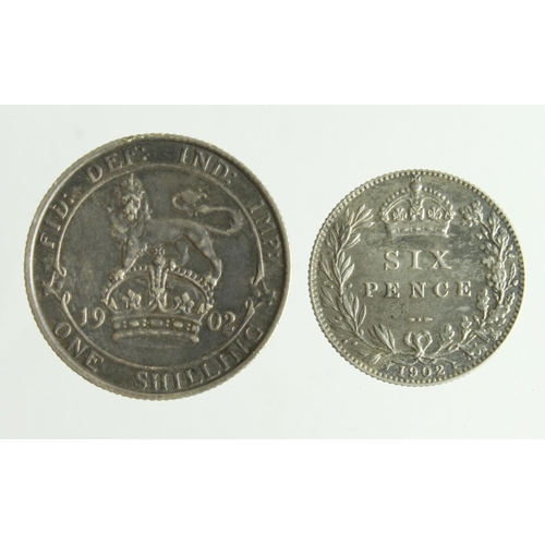 287 - Shilling 1902 & Sixpence 1902. EF - GEF