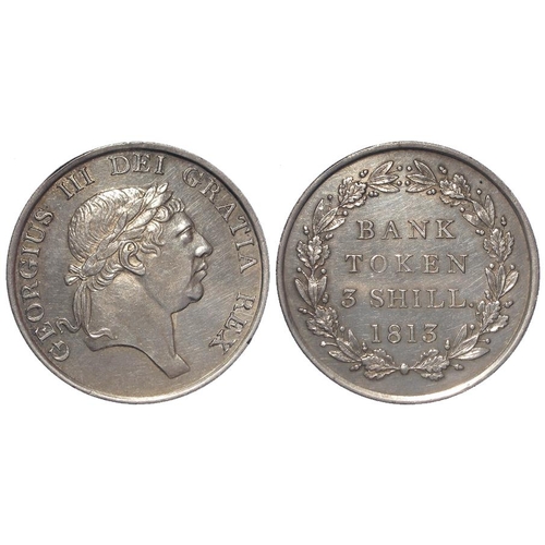 301 - Three Shillings Bank Token 1813, S.3770, lightly cleaned EF