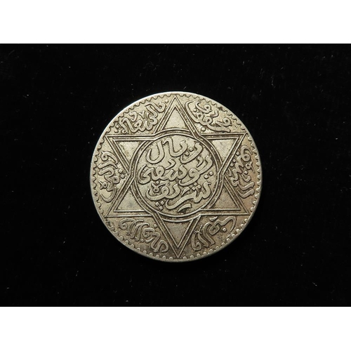 343 - Morocco crown-size silver 10 Dirhams AH1331Pa GVF