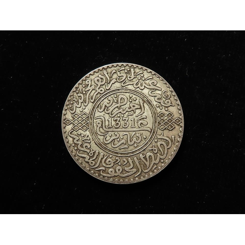 343 - Morocco crown-size silver 10 Dirhams AH1331Pa GVF