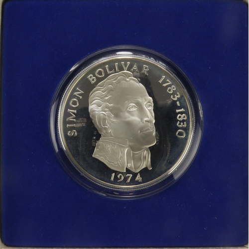 344 - Panama 2000 grain sterling silver proof 20 Balboas 1974 aFDC boxed with cert.