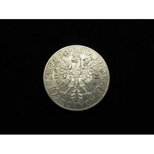 345 - Poland silver 10 Zlotych 1933 VF/GVF