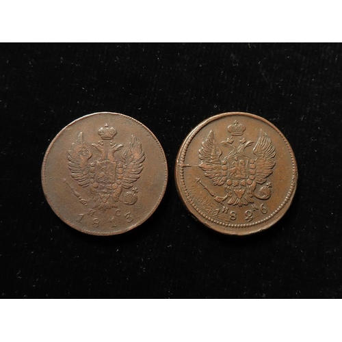 348 - Russia (2) copper 2 Kopeks: 1813 nc nVF, and 1826 EM VF