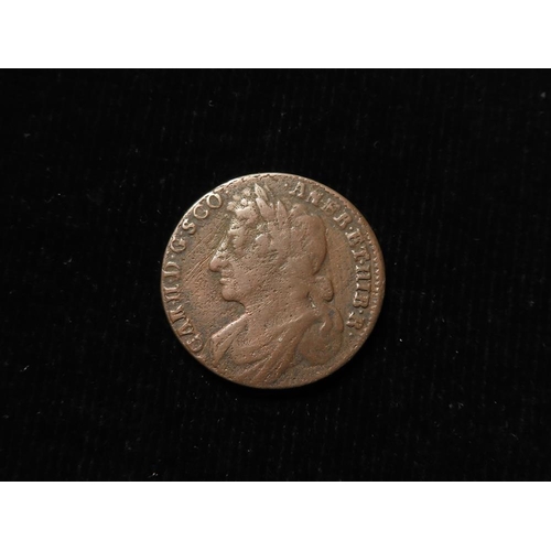 352 - Scotland copper Bawbee 1678 GF/nVF, some old signs of cleaning, toned down.