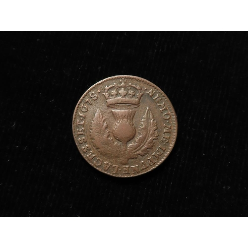 352 - Scotland copper Bawbee 1678 GF/nVF, some old signs of cleaning, toned down.