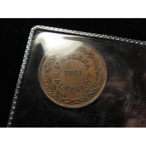 363 - St Helena, British East India Company Halfpenny 1821, NEF. Ex Noonans.