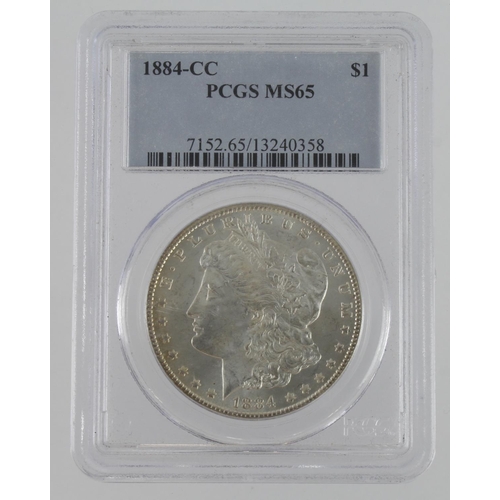 369 - USA Morgan Silver Dollar 1884-CC, slabbed PCGS MS65.