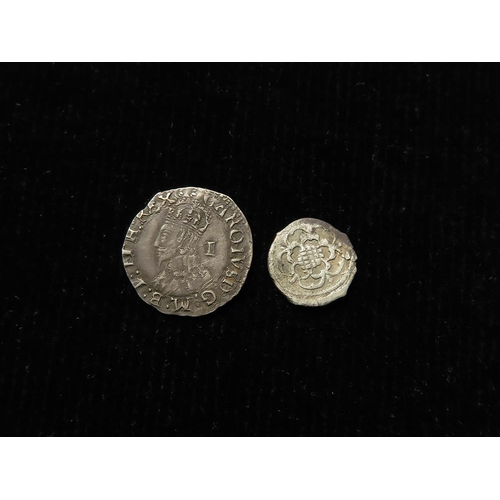 388 - Charles I silver minors (2): Penny mm. two pellets, S.2845, 0.59g, VF, and Halfpenny rose/rose S.285... 