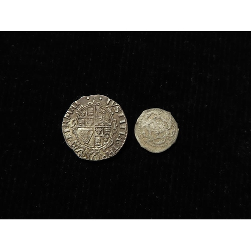 388 - Charles I silver minors (2): Penny mm. two pellets, S.2845, 0.59g, VF, and Halfpenny rose/rose S.285... 