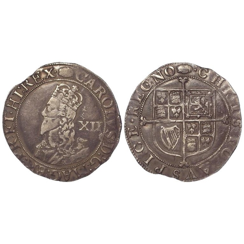 391 - Charles I silver Shilling mm. tun, S.2794, 5.92g, GF/VF