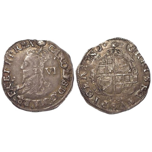 392 - Charles I silver Sixpence mm. tun, S.2813, 2.82g, toned nVF