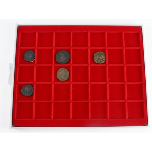 438 - Roman Imperial & Provincial bronze coins (5) in a Lindner tray: Domitian AE Assarius, Rome c.86 AD, ... 