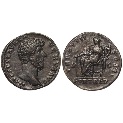 443 - Roman Imperial (probably an antique copy) SOLD AS SEEN: Lucius Verus AE Sestertius, Rome 163 AD, For... 