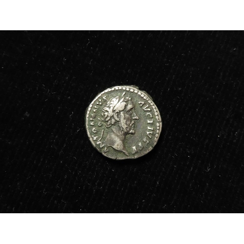 450 - Roman Imperial: Antoninus Pius AR Denarius, Rome. Octastyle temple facing rev. RIC 143. 3.46g. Toned... 