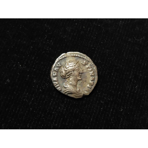 452 - Roman Imperial: Diva Faustina Junior AR Denarius, Rome after 176 AD, peacock below throne rev. type ... 