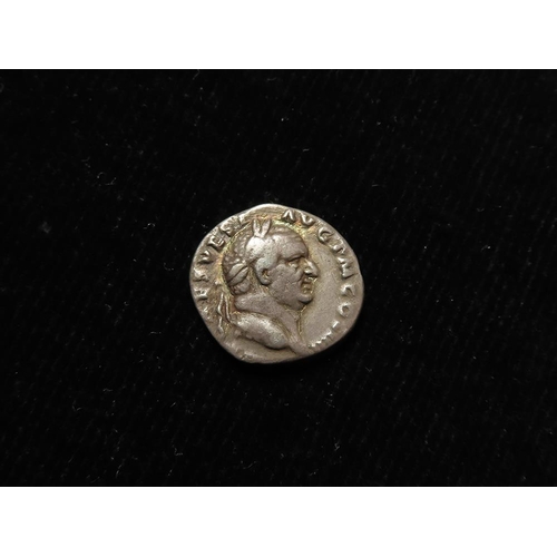 470 - Roman Imperial: Vespasian AR Denarius, Rome 72-73 AD, 'COS IIII' obv. legend. Rev: Sacrificial imple... 