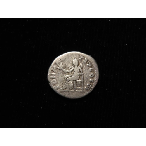 472 - Roman Imperial: Vespasian AR Denarius, Rome 75 AD. Rev: Pax seated l. RIC 90; S.2301. 3.03g. GF