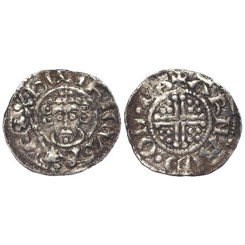 475 - Short Cross silver Penny of King John (in the name of Henry), Class 5b2. Obverse reads:- hENRICVS R ... 