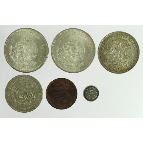 727 - Mexico (6) 19th-20thC assortment, mostly 20thC crown-size silver.