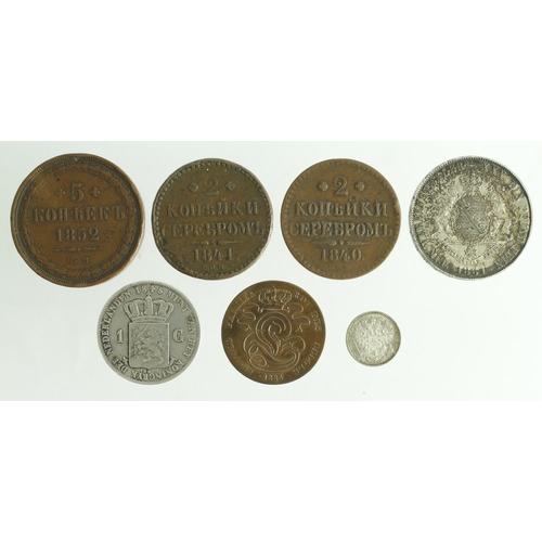 755 - World Coins (7): German States, Saxony Vereinsthaler 1861 toned GVF, small graffiti below bust; Neth... 