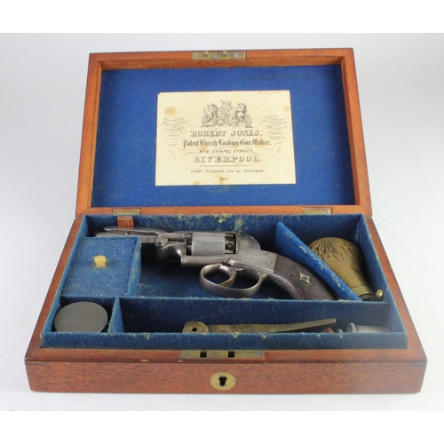 121 - Revolver mid 19th century percussion Beals pattern in fitted case with accessories, Robert Jones of ... 