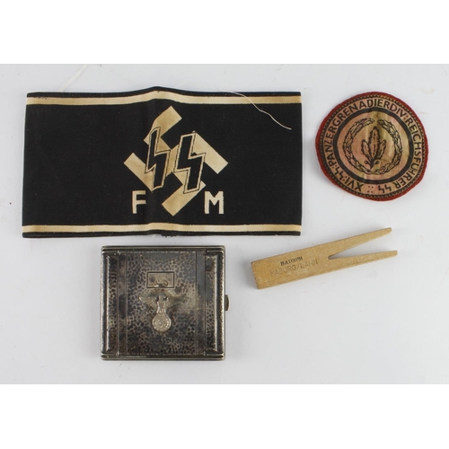 1235 - Germany from a one owner collection, an SS FM Helpers/supporters armband, SS marked cigarette case a... 