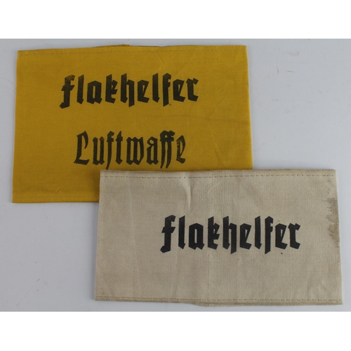 1240 - Germany from a one owner collection, Flakhelfer two different armbands inc Luftwaffe.