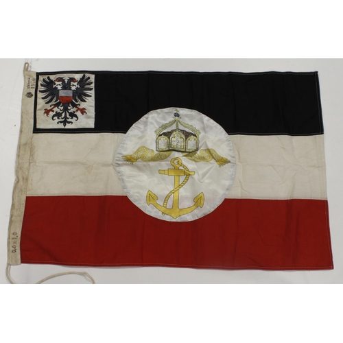 1251 - Imperial German a magnificent Imperial German flag 3 feet long, edge stamped to SMS Ship.