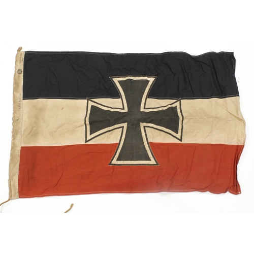 1260 - Imperial German Naval flag, 3x feet long, issue stamped, service wear.