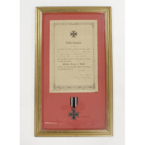 1268 - WW1 German Iron Cross 2nd Class with an original 3rd May 1917 dated Certificate for the Iron Cross. ... 