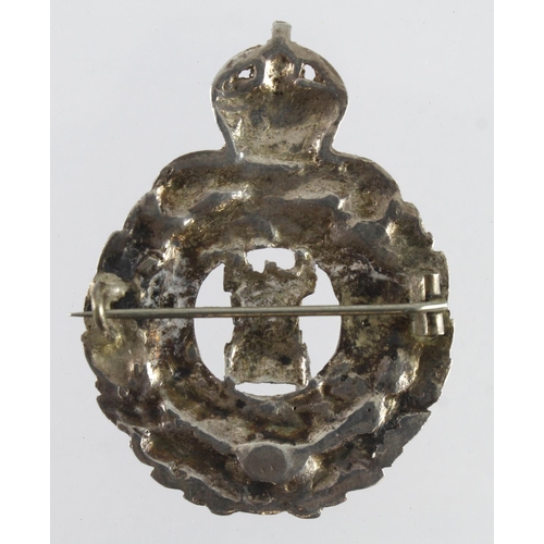 160 - Badge - original Officer's Isle of Wight Rifles silver badge, has a King George V or VI crown, the b... 