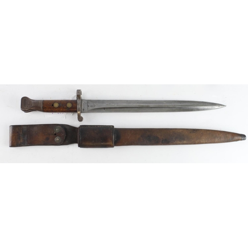 17 - Bayonet P1888 MkI with MkII* scabbard and integral frog (tear to leather frog, no losses) pommel mar... 