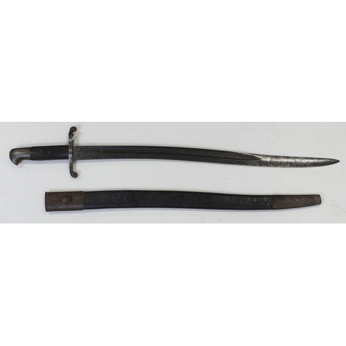 21 - Bayonet scarce pattern 1864 Whitworth Yataghan, with scabbard.